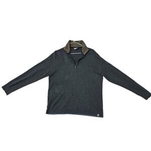 The North Face Sweater Men's Sz L Dark Gray 1/3 Zip Wool Camp Hike Outdoors